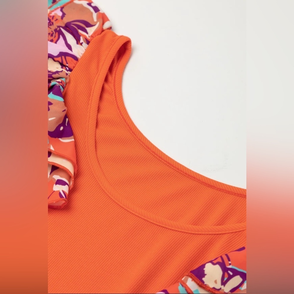 Vibrant Orange Ruffle Sleeve Top - Picture 10 of 16